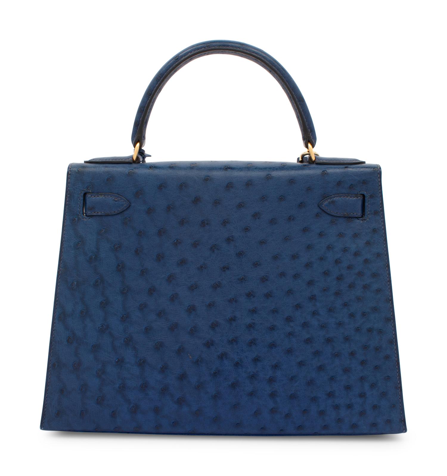 Hermès Navy Ostrich Kelly Bag, 1993