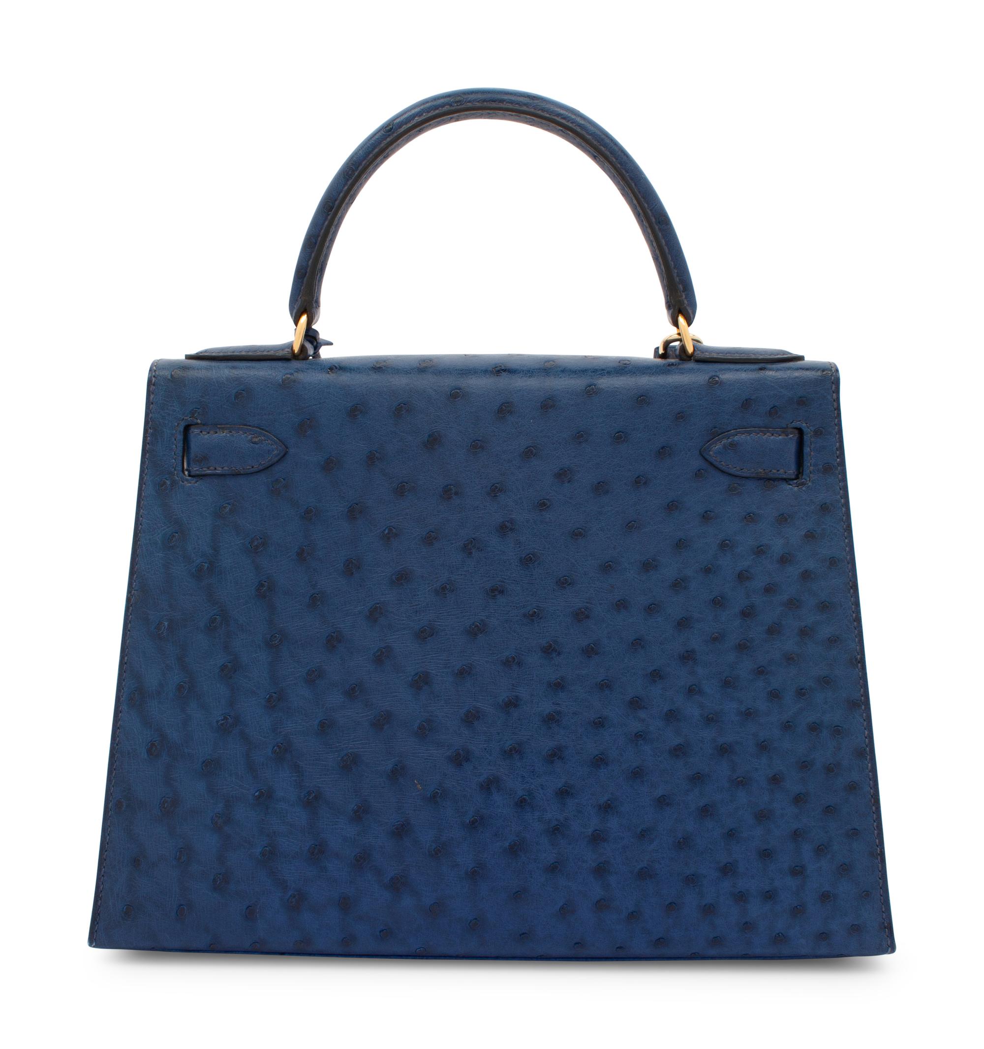 Hermès Navy Ostrich Kelly Bag, 1993