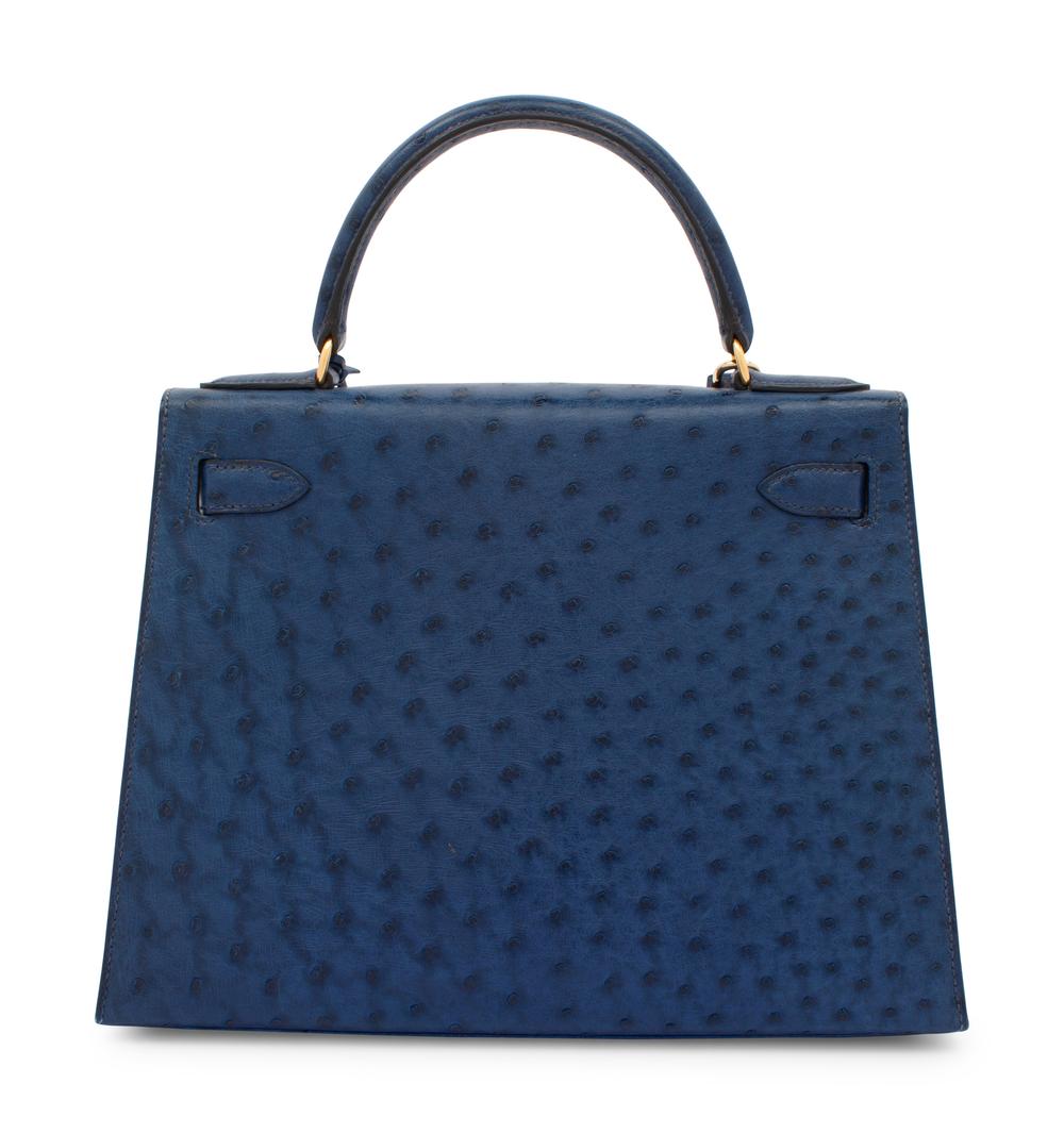 <div><strong>Herm&egrave;s Navy Ostrich Kelly Bag, 1993</strong></div>