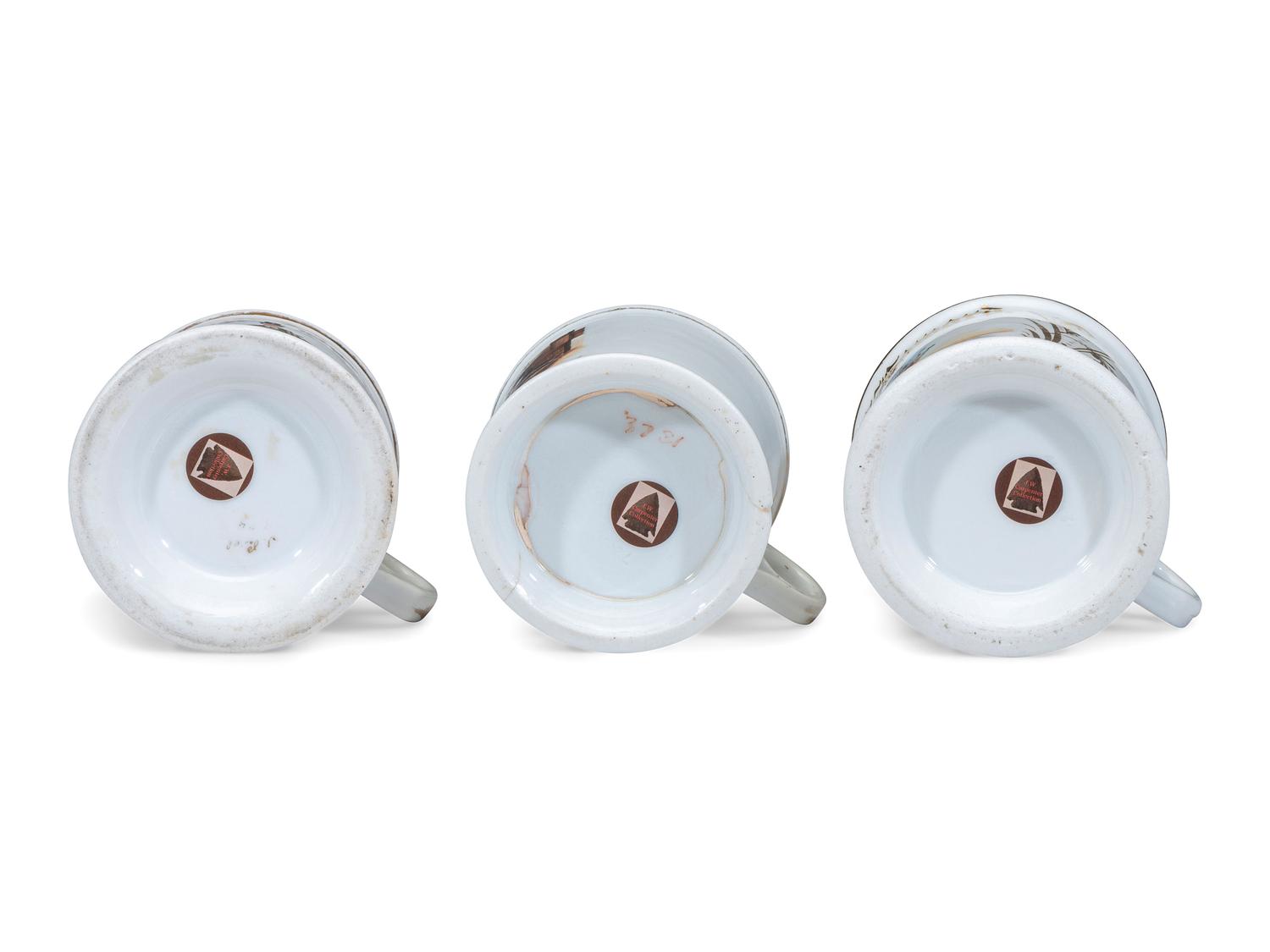 Three Porcelain Occupational Shaving Mugs
