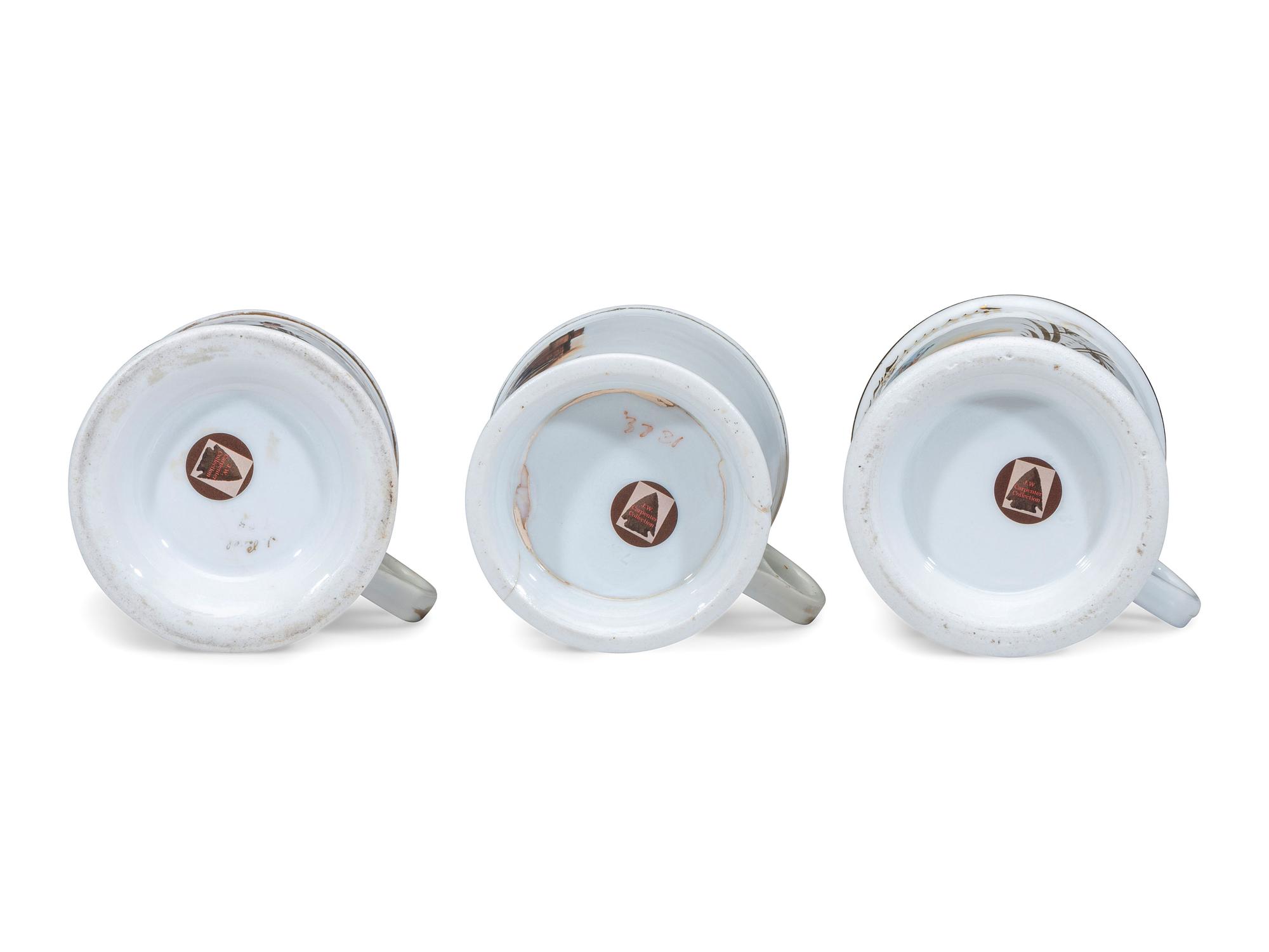 Three Porcelain Occupational Shaving Mugs