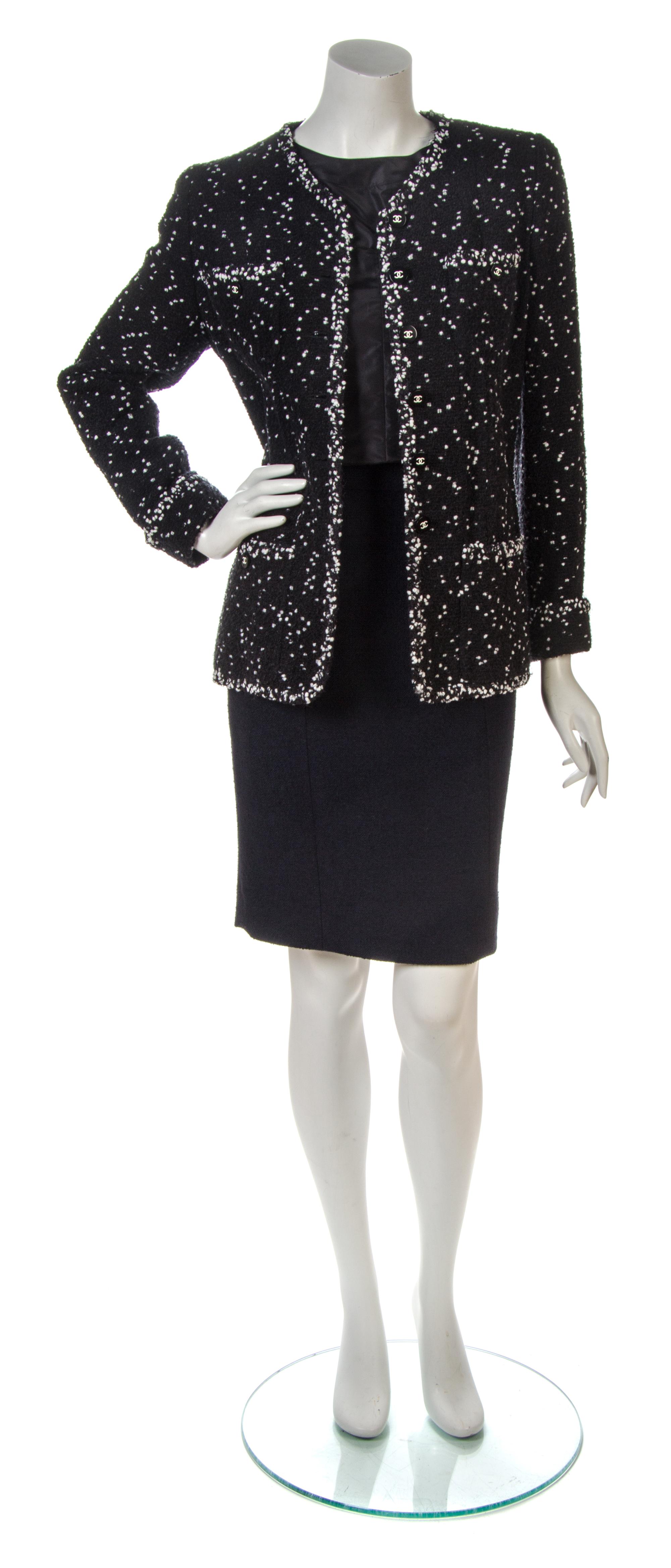 A Chanel Black and White Boucle Boxy Jacket,