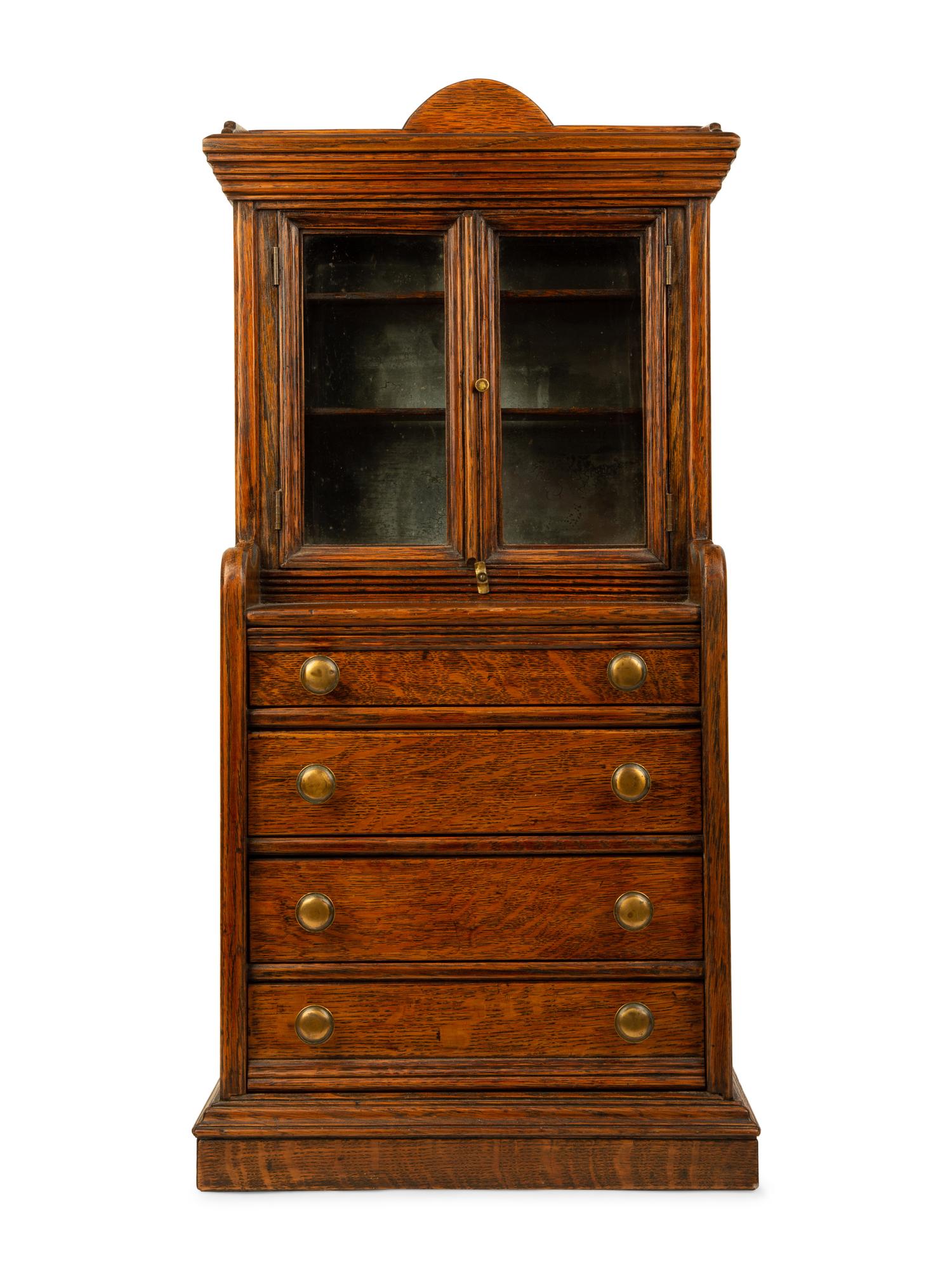 An American Oak Salesman Sample Step- Back Cupboard — 19TH/20TH CENTURY