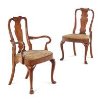 A Set of Eight Queen Anne Style Mahogany Dining Chairs