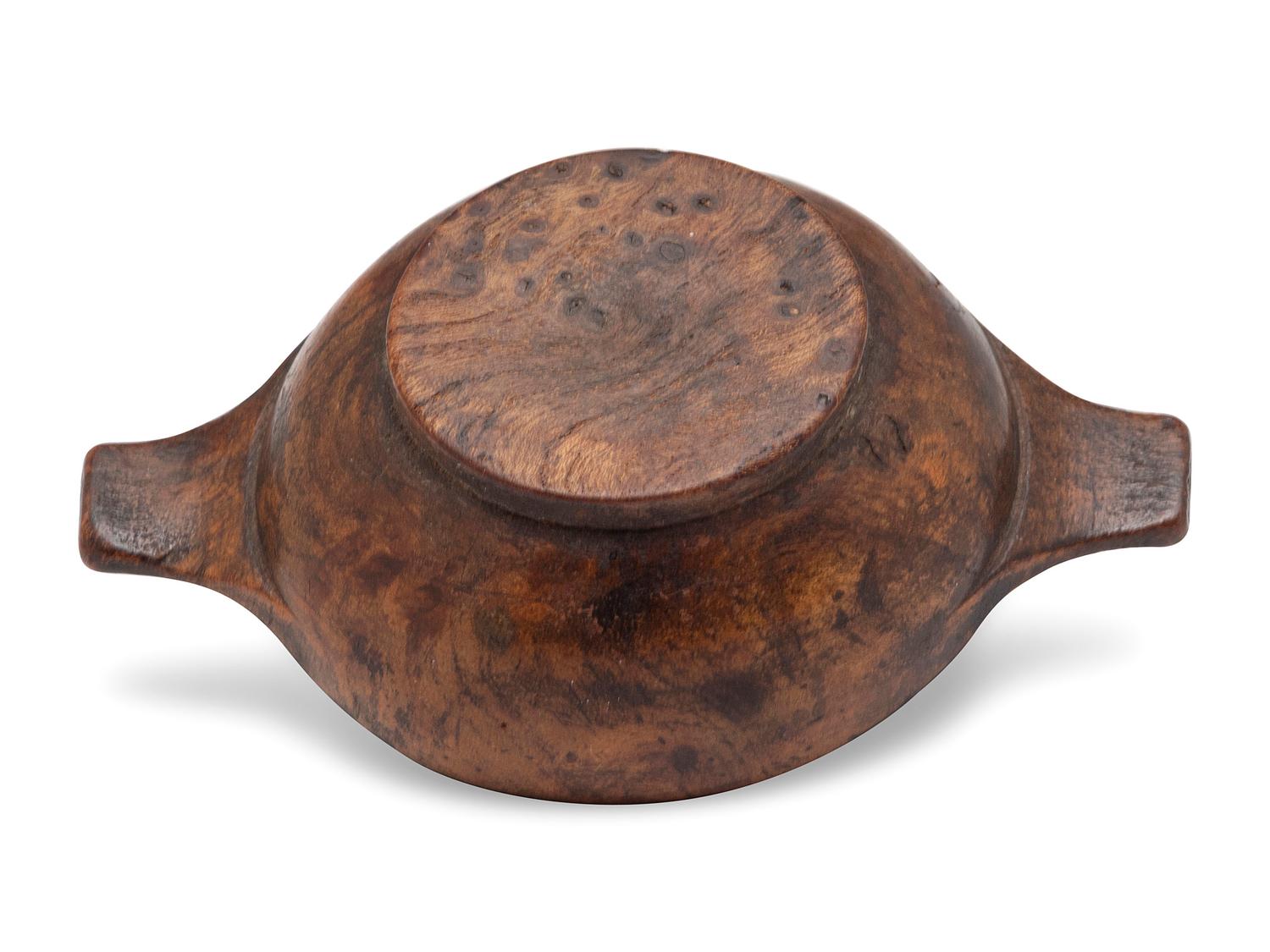 A Miniature Handled Burlwood Dough Bowl, 19th Century