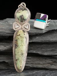 Large Silver Figural Pendant AND Mosaic Inlay Ring