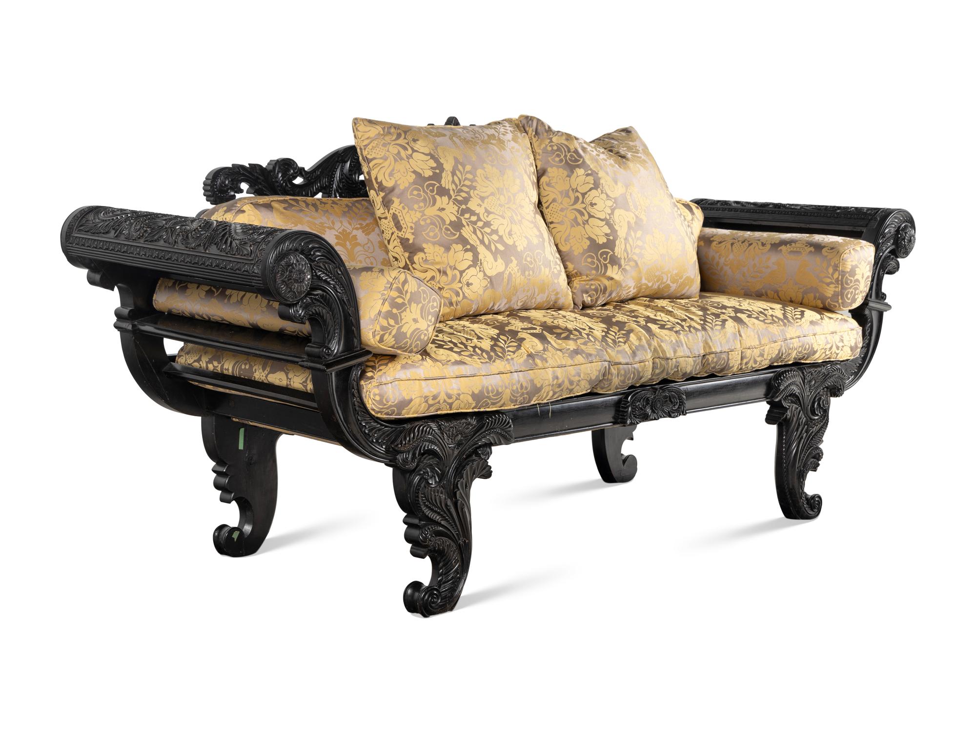 An Anglo-Colonial Ebony Settee