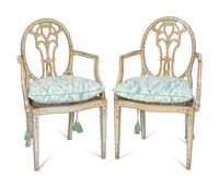 A Pair of George III Style Paint Decorated Armchairs