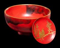 Eight Japanese Gilt Decorated Red Lacquered Wares