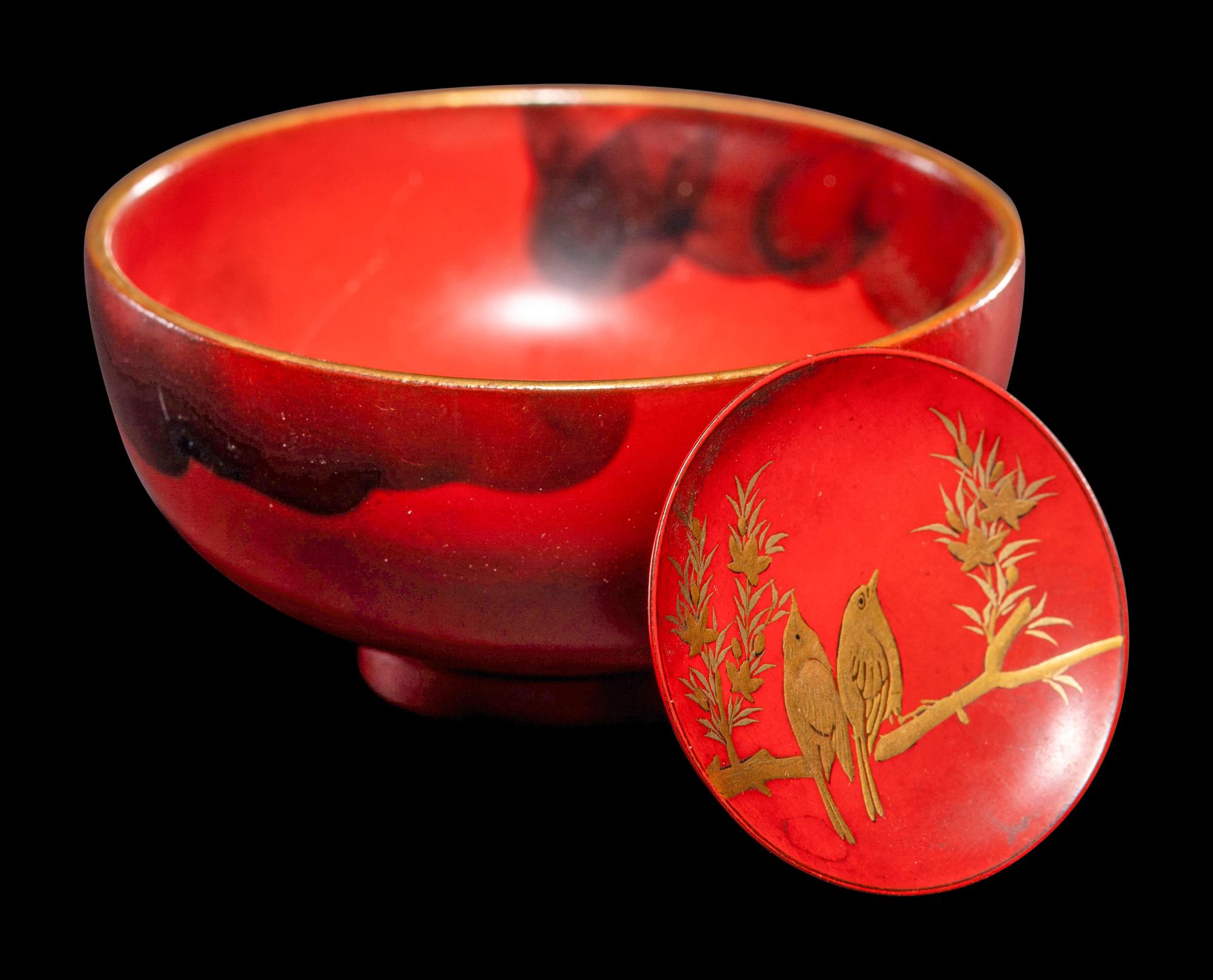 Eight Japanese Gilt Decorated Red Lacquered Wares