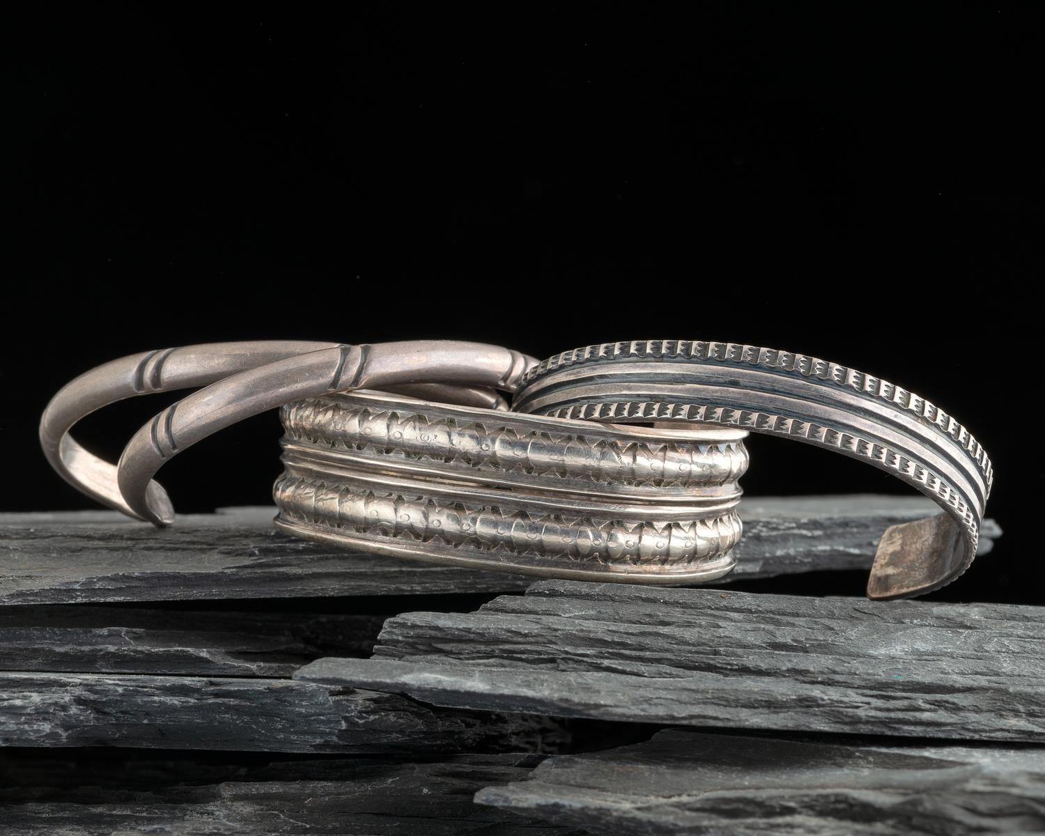 Group of Slender Navajo Ingot Cuff Bracelets