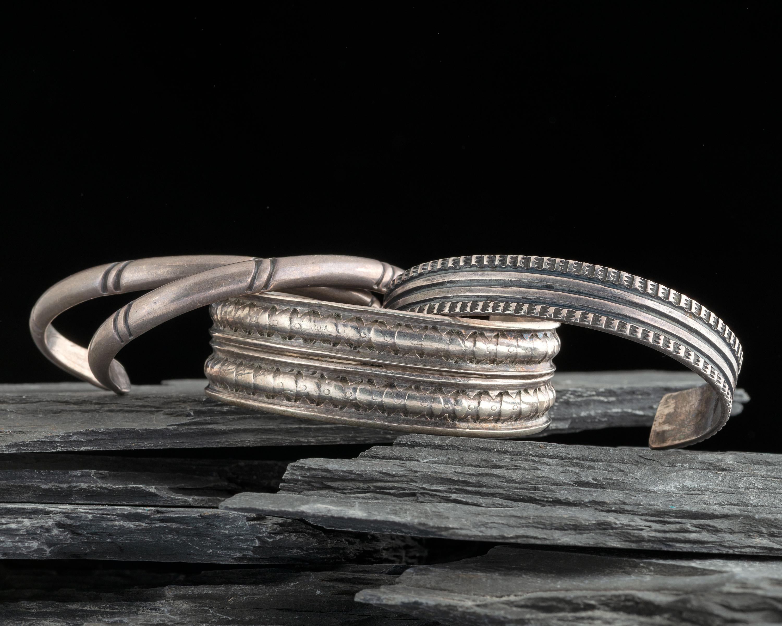 Group of Slender Navajo Ingot Cuff Bracelets