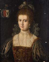 Portrait of a Noble Lady, Half-Length, with Coat of Arms