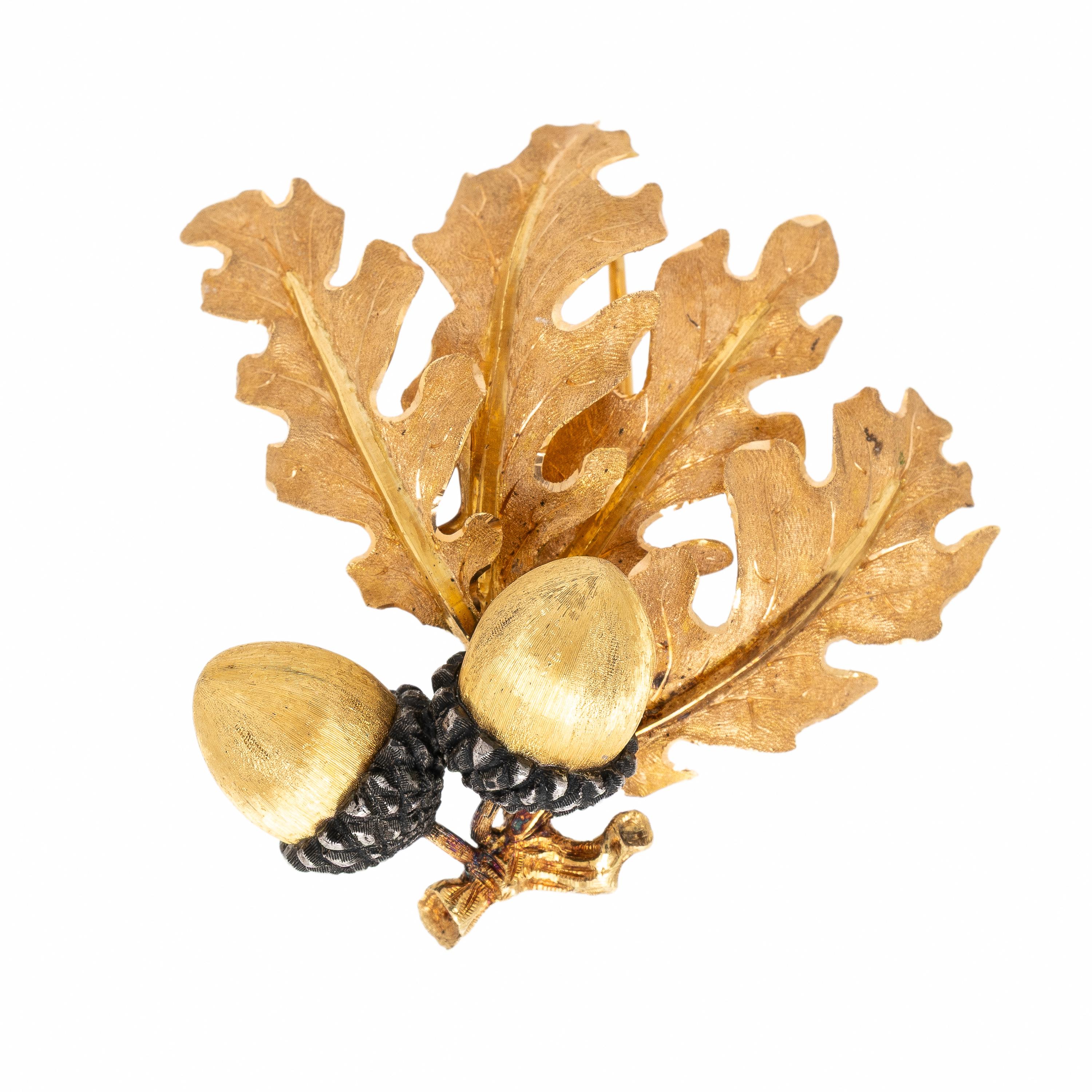Buccellati, Bicolor Gold and Silver Acorn Brooch