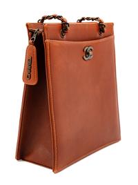 A Chanel Brown Leather Shoulder Bag, 8.5" L x 9.5" W x 3.5" D; Strap drop: 9".