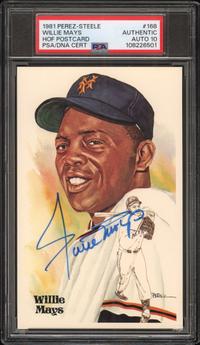 A Willie Mays Signed Autograph Perez Steele Hall of Fame Postcard (PSA 10 AUTO)