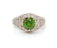 A Platinum, Demantoid and Diamond Ring, 3.00 dwts.