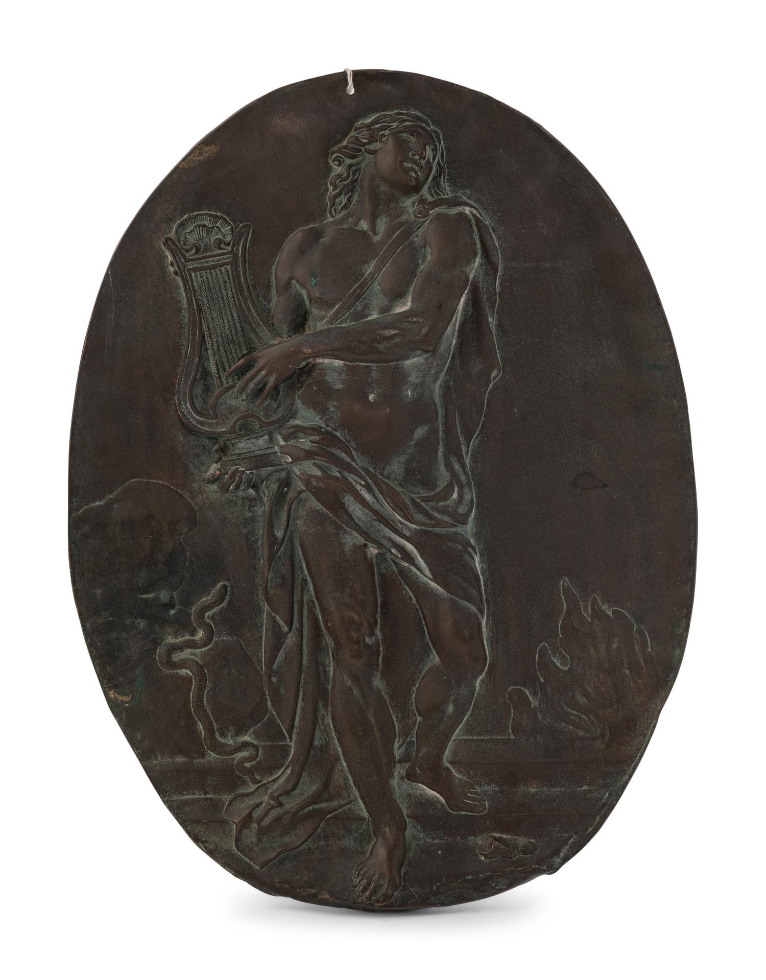 A French Bronze Relief Plaque Depicting Orpheus in Hades