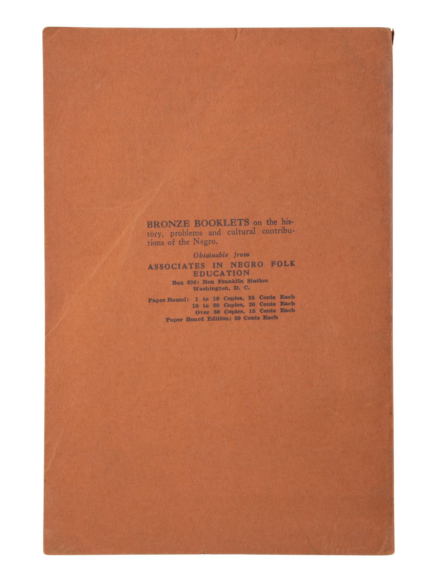 [POETRY]. 2 titles, incl.: BROWN, Sterling. Negro Poetry and Drama . Washington, DC: The Associates in Negro Folk Education, 1937.