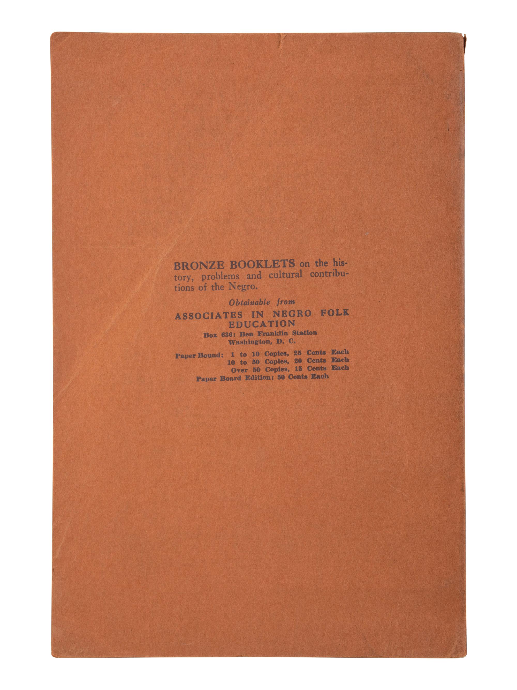 [POETRY]. 2 titles, incl.: BROWN, Sterling. Negro Poetry and Drama . Washington, DC: The Associates in Negro Folk Education, 1937.