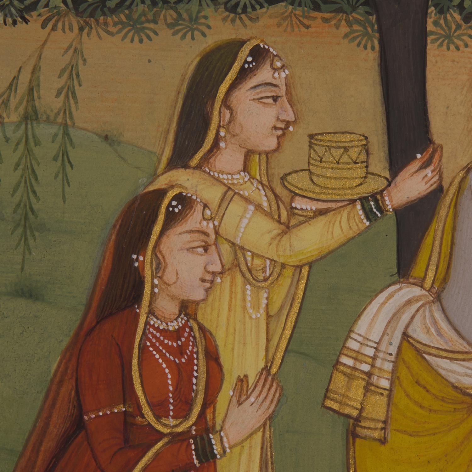 A Painting of Krishna Playing His Flute to the Gopis, Punjab Hills, 20th Century