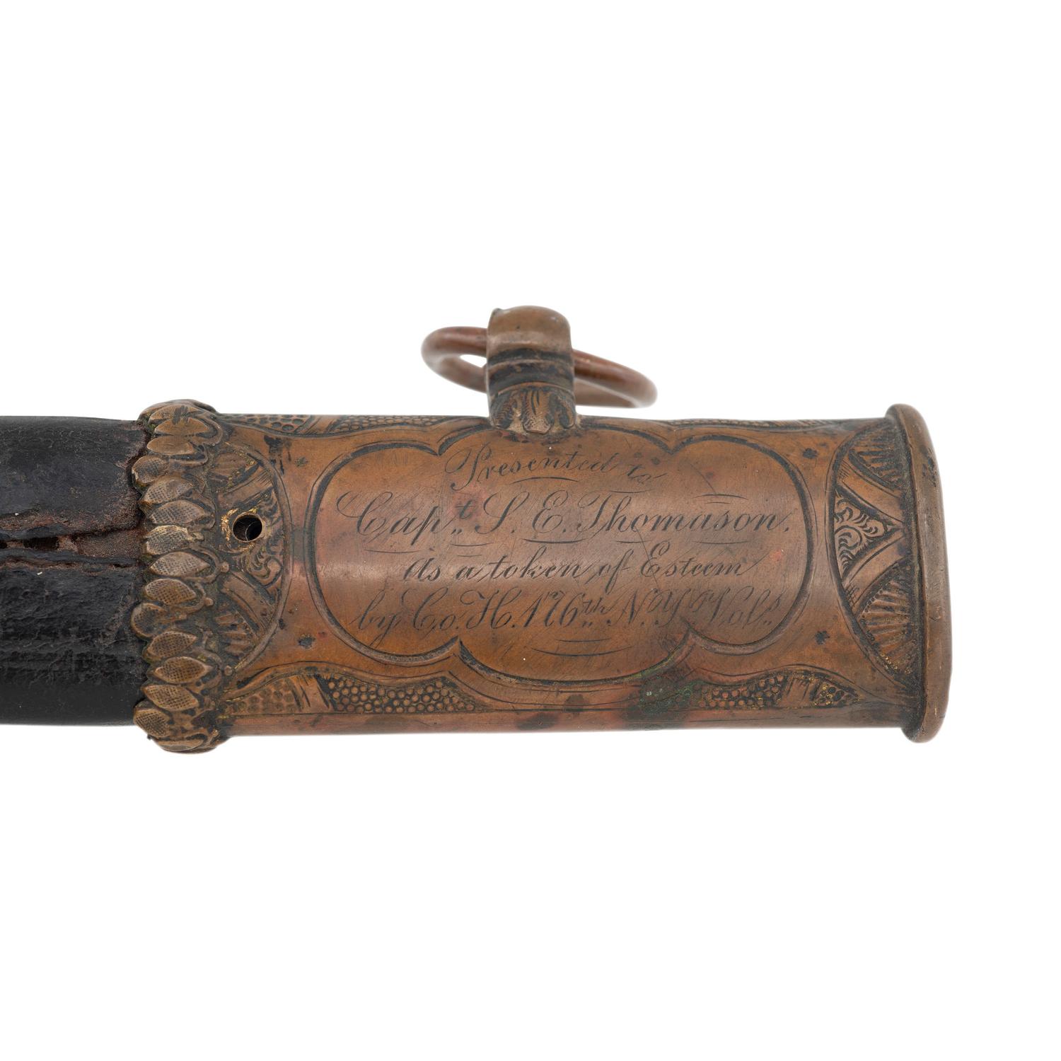 Import Foot Officers Sword with Scabbard Inscribed to Capt. S.E. Thomason - 176th NY Vols., then Captured and Descended in a Texas Confederate Family