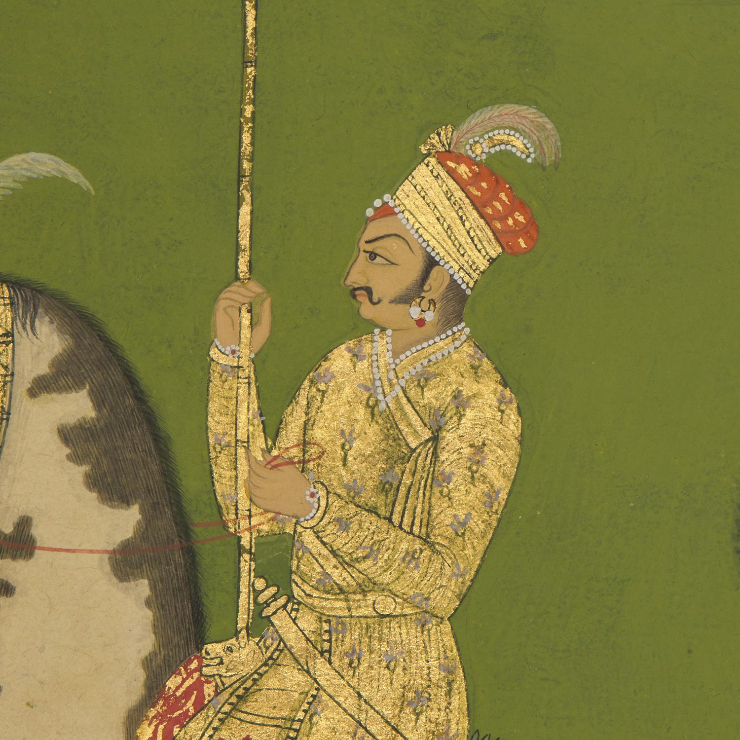A Fine Large Pair of Equestrian Processional Paintings, North India, In the Manner of Mewar, Udaipur, 20th Century