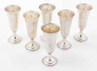 A Set of Six American Silver Cordials, Randahl, Chicago, IL, of tulip form