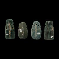 Four Costa Rican Jade Figural Celt Pendants