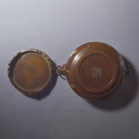 A Chinese Patinated and 'Gold-Splashed' Copper Alloy Censer and Stand — 銅灑金雙耳爐