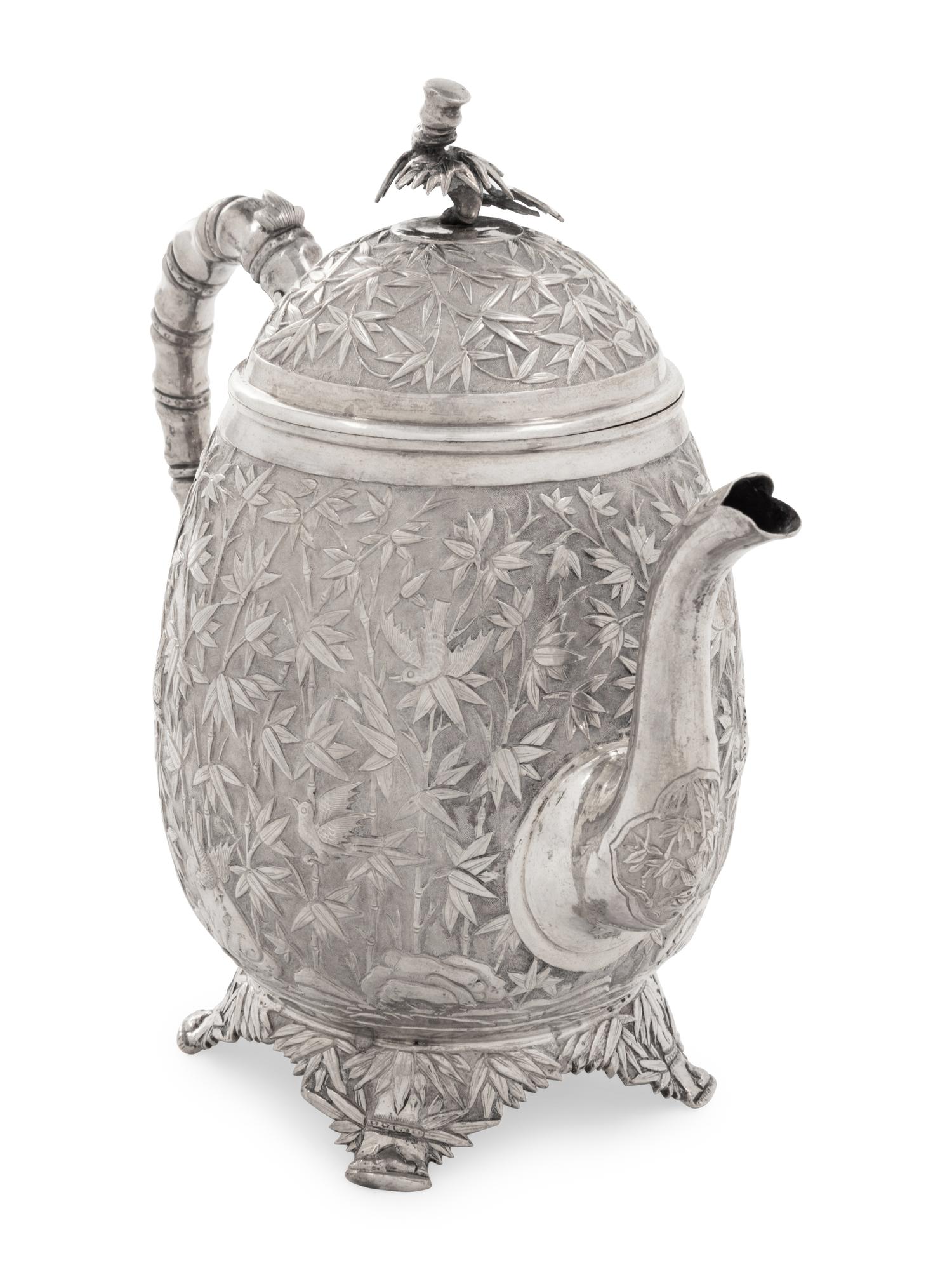 A Chinese Export Silver Teapot
