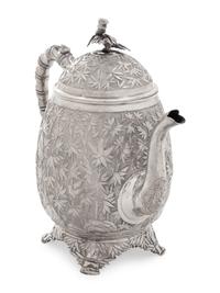 A Chinese Export Silver Teapot