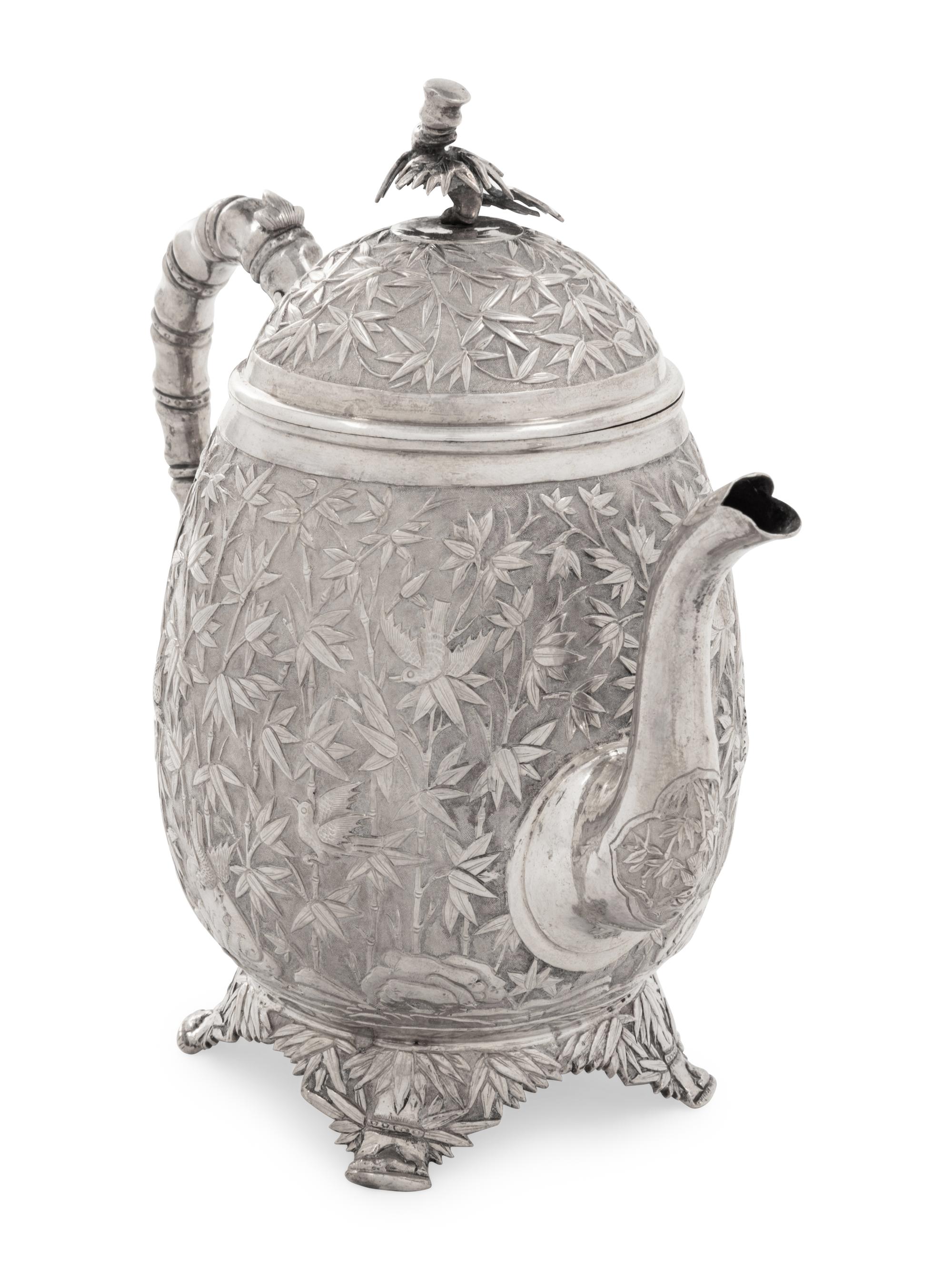 A Chinese Export Silver Teapot