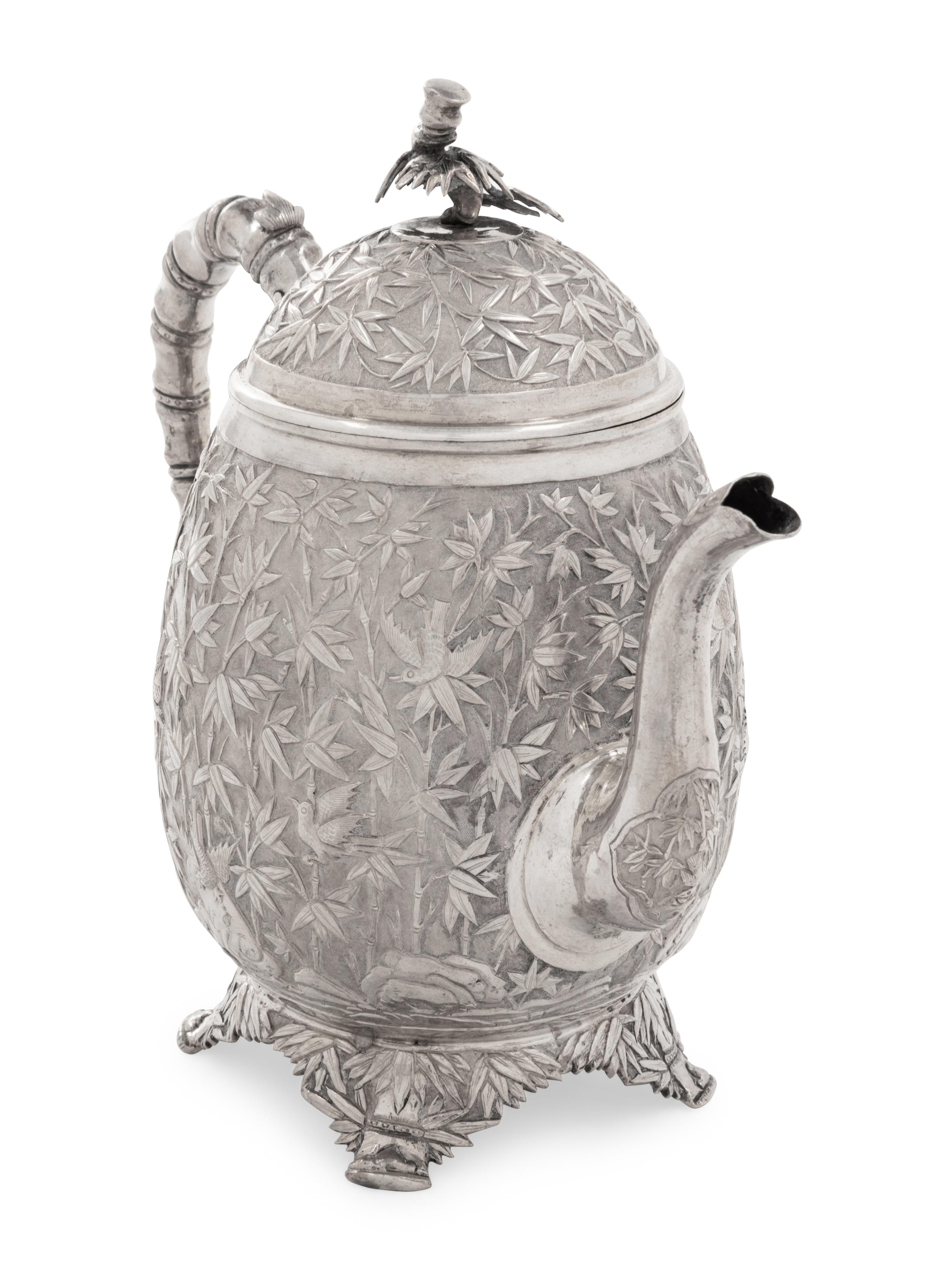 A Chinese Export Silver Teapot