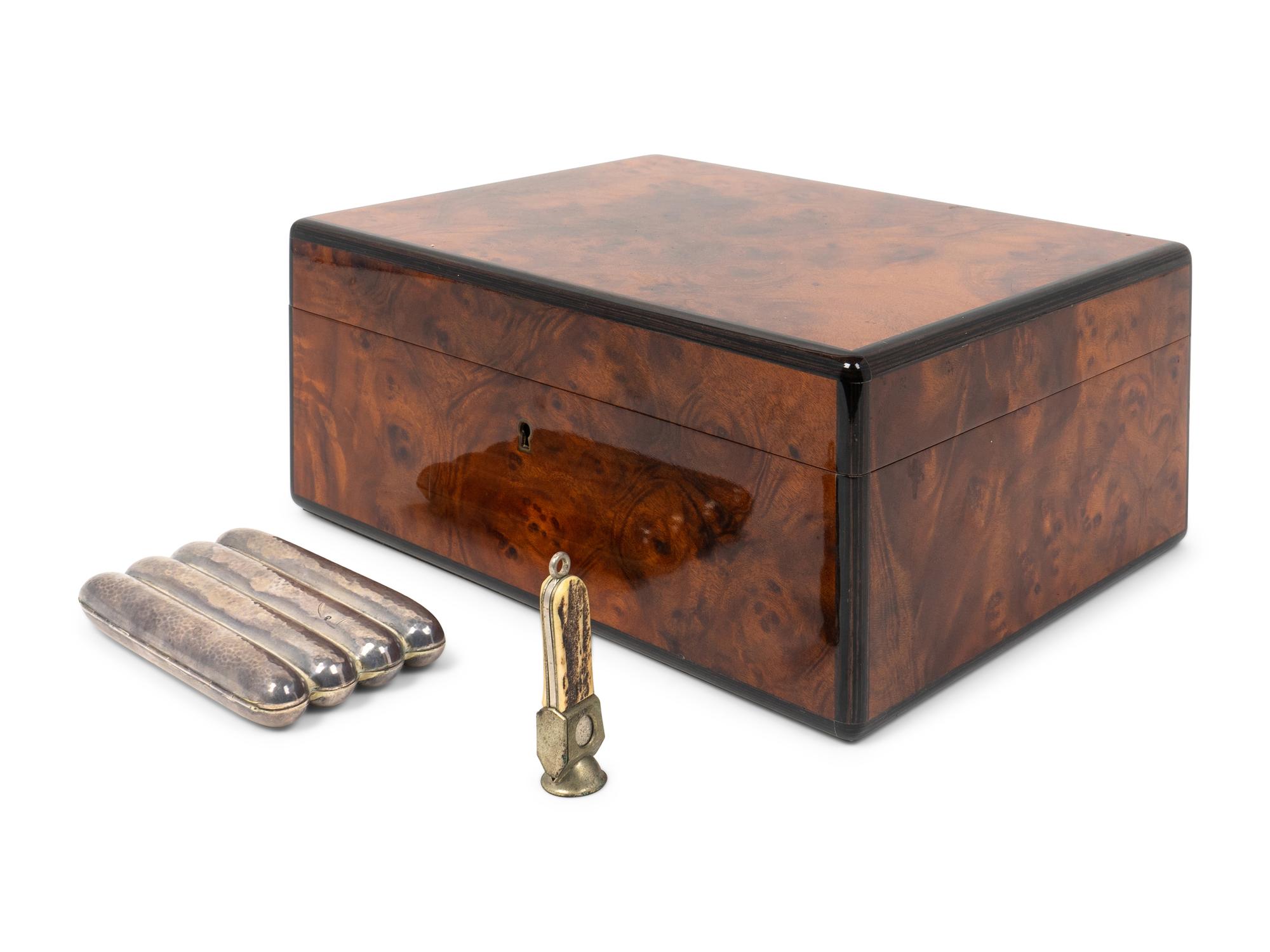 A Dunhill Burlwood Humidor — 20TH CENTURY