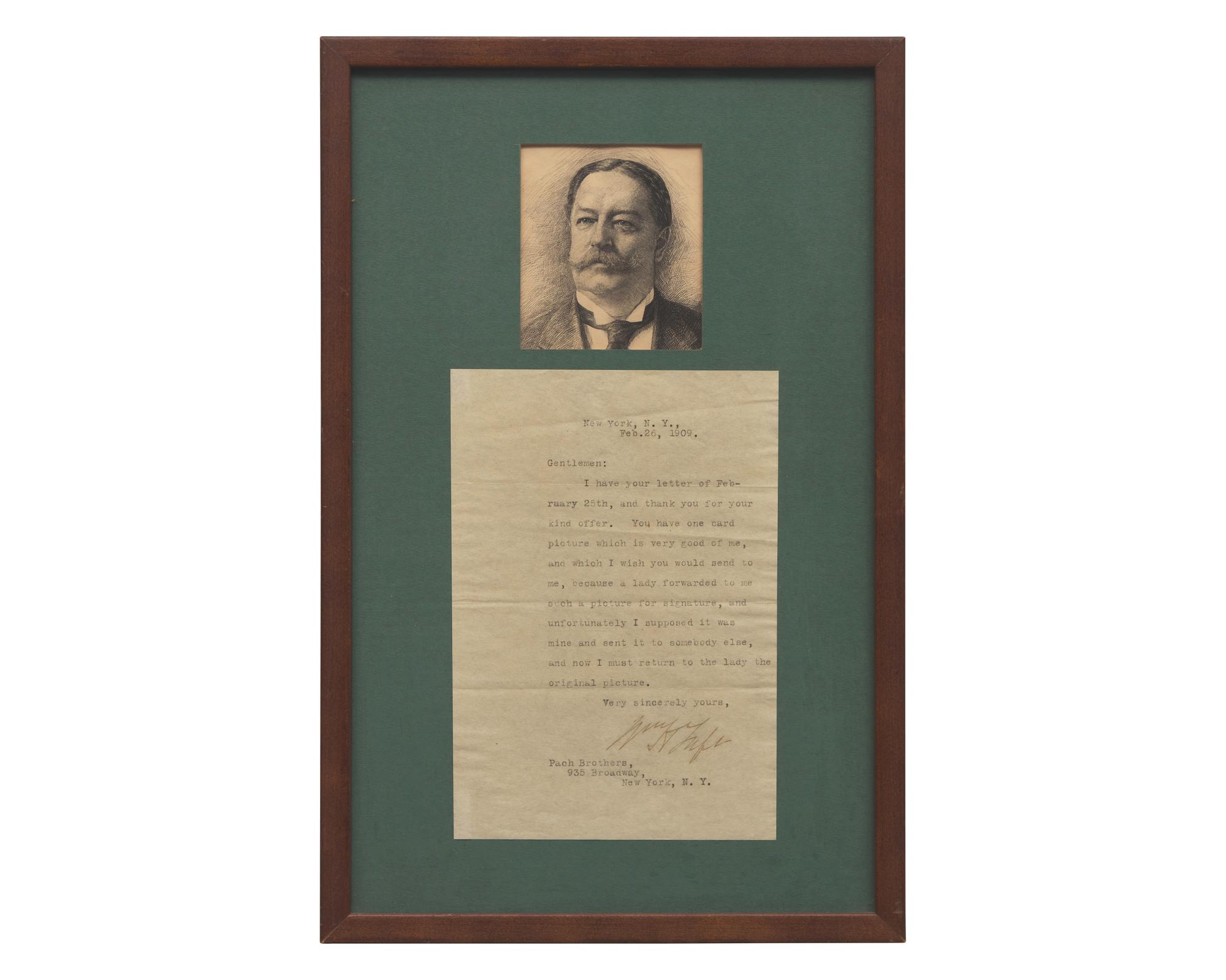[Presidential] Taft, William H. Typed Letter, signed