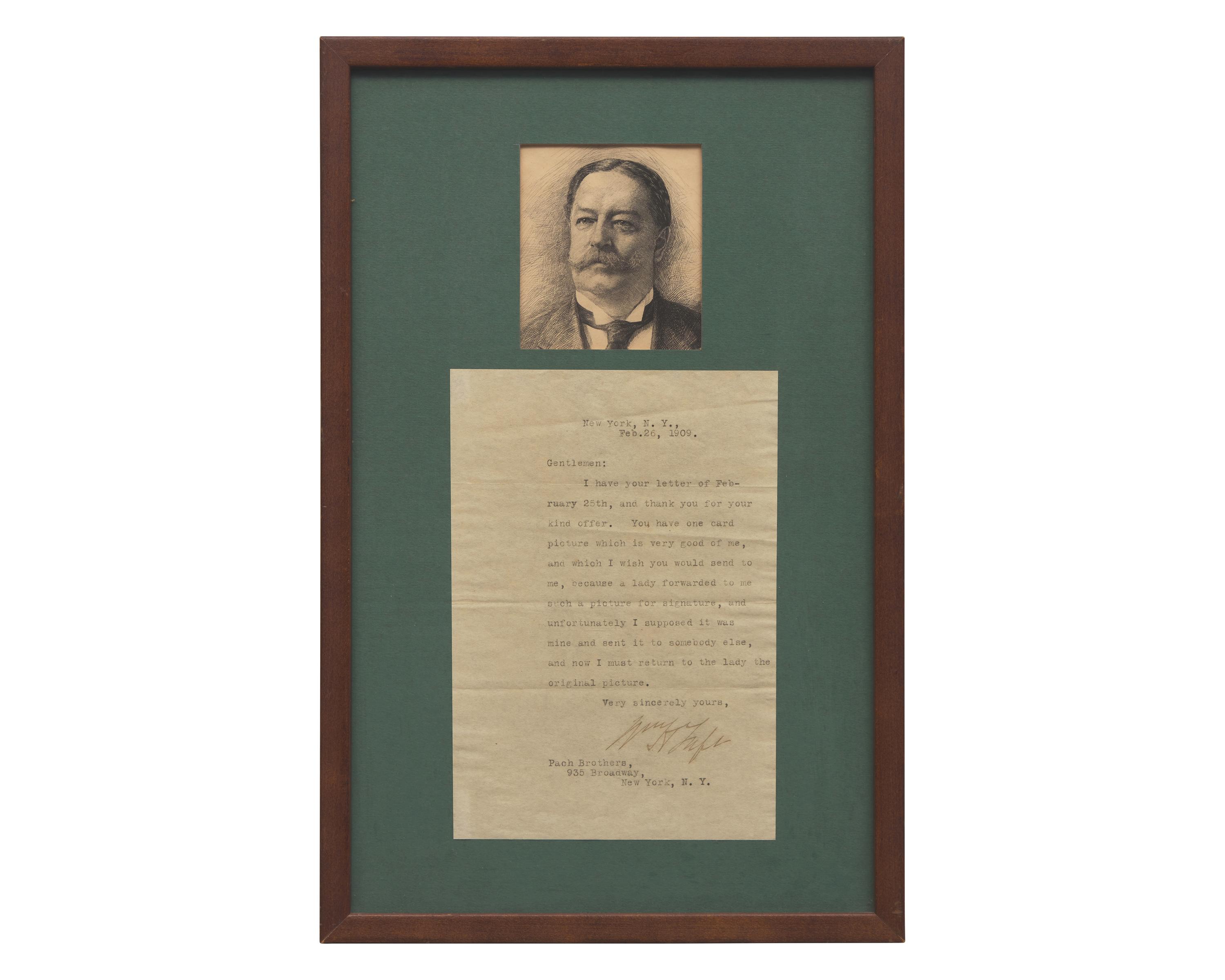 [Presidential] Taft, William H. Typed Letter, signed