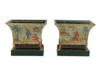 A Pair of Chinoiserie Decorated Tôle Jardinières