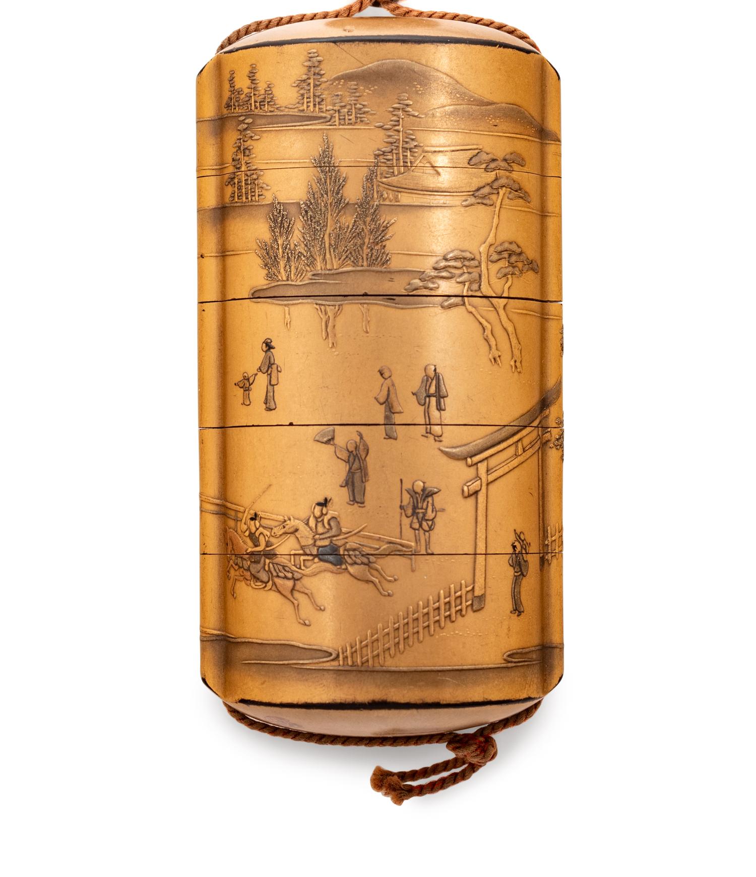 A Gold Lacquer Four-Case Inro