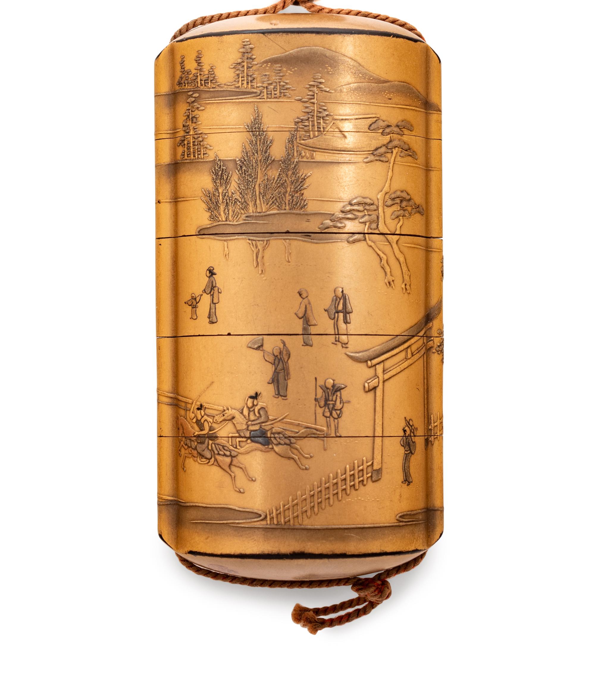 A Gold Lacquer Four-Case Inro