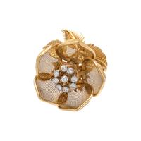 FRENCH, YELLOW GOLD AND DIAMOND ARTICULATED FLOWER PENDANT/BROOCH