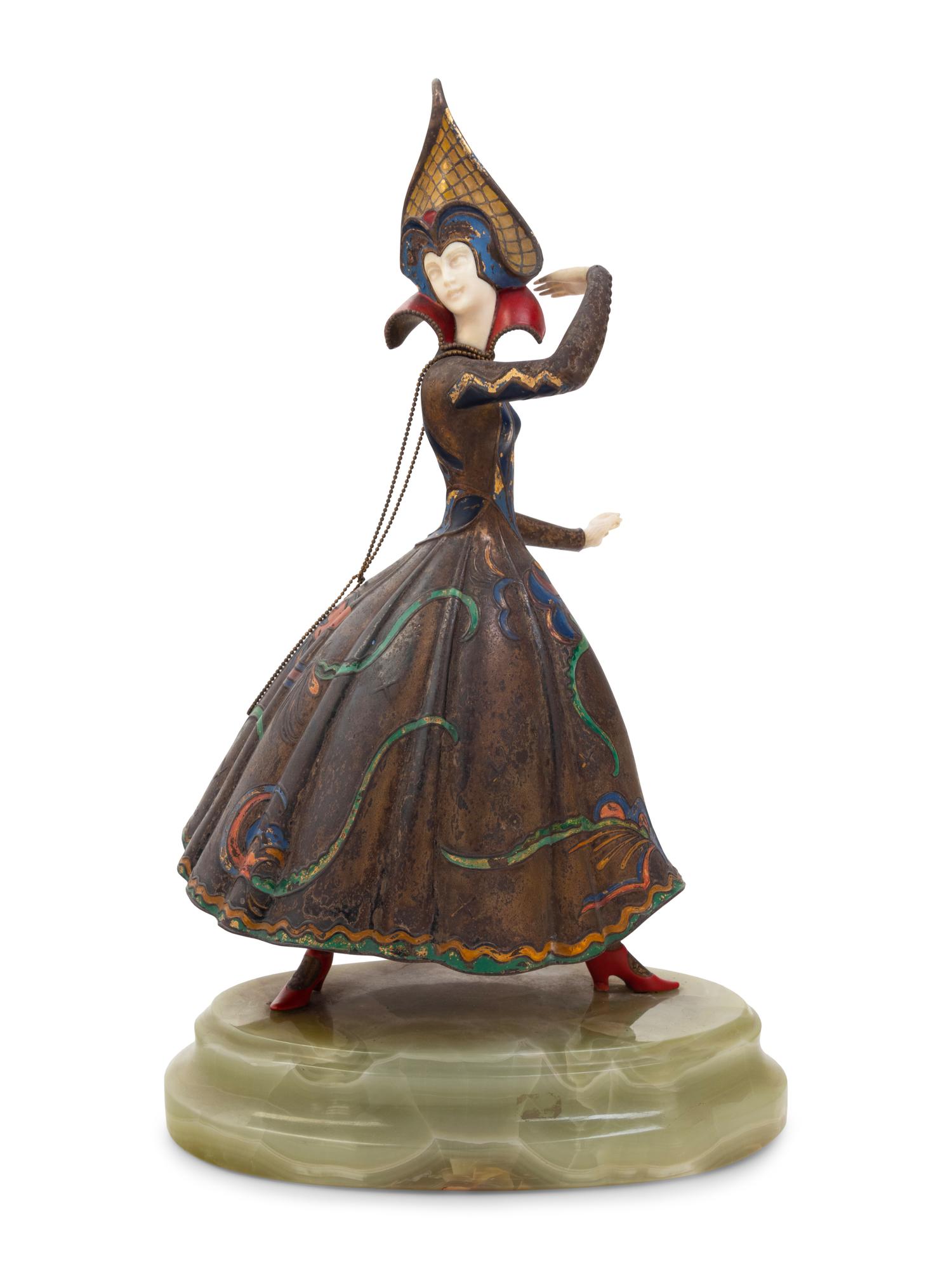 An Art Deco Bronze and Onyx Sculpture