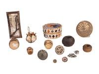 Assorted Group of Baskets and Navajo Silver