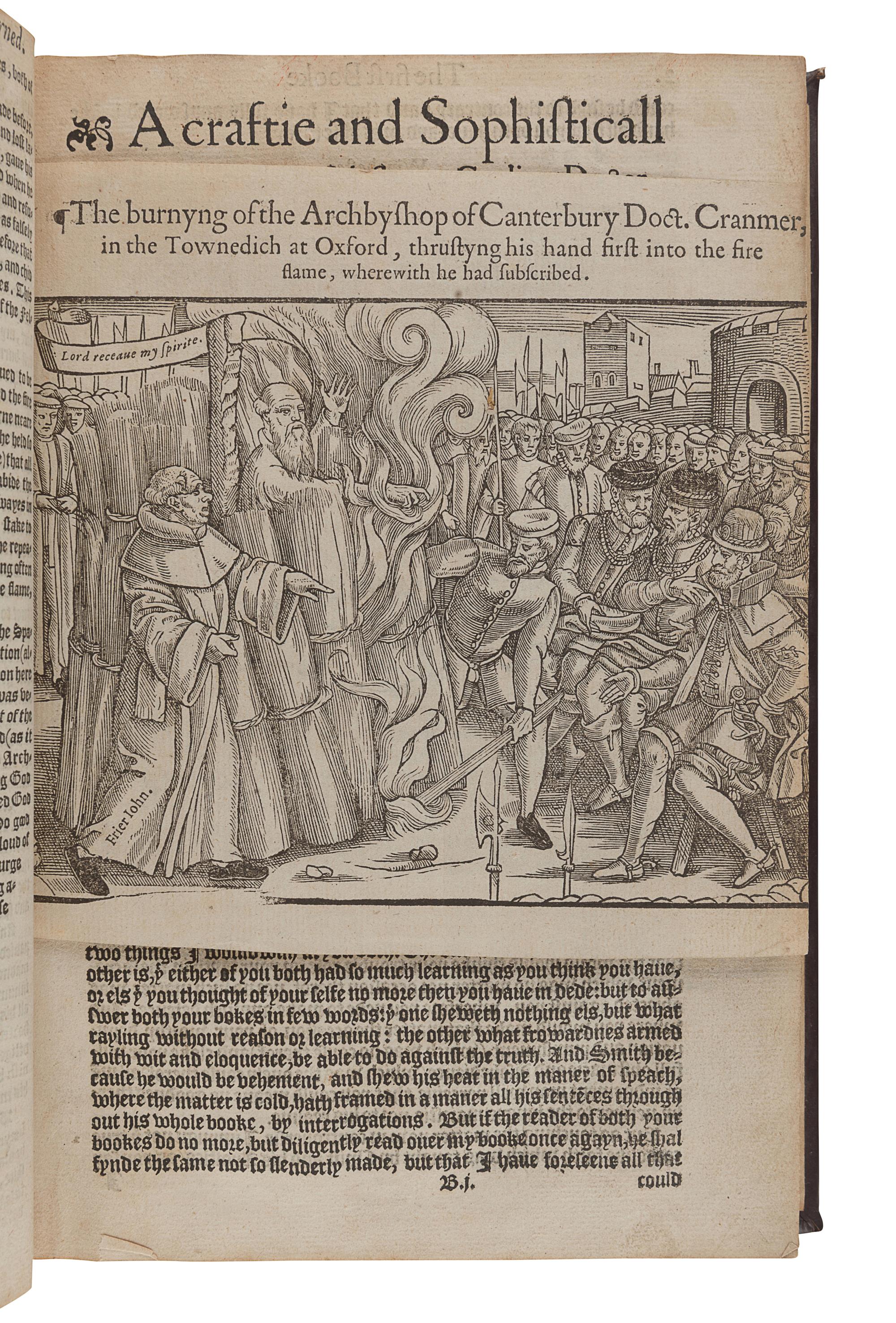 CRANMER, Thomas (1489-1556). An Aunswer by the Reverend Father in God Thomas Archbyshop of Canterbury...Unto a craftie and Sophisticall cavillation, devised by Stephen Gardner...agaynst the true and godly doctrine of the most holy Sacrament of the body and bloud of our Savior Jesu Christ. London: John Daye, 1580.