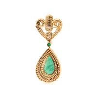 DIAMOND AND SYNTHETIC EMERALD BROOCH