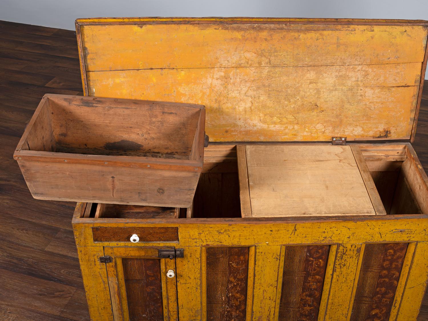 A Country Chrome and Grain Paint Decorated Dry Sink