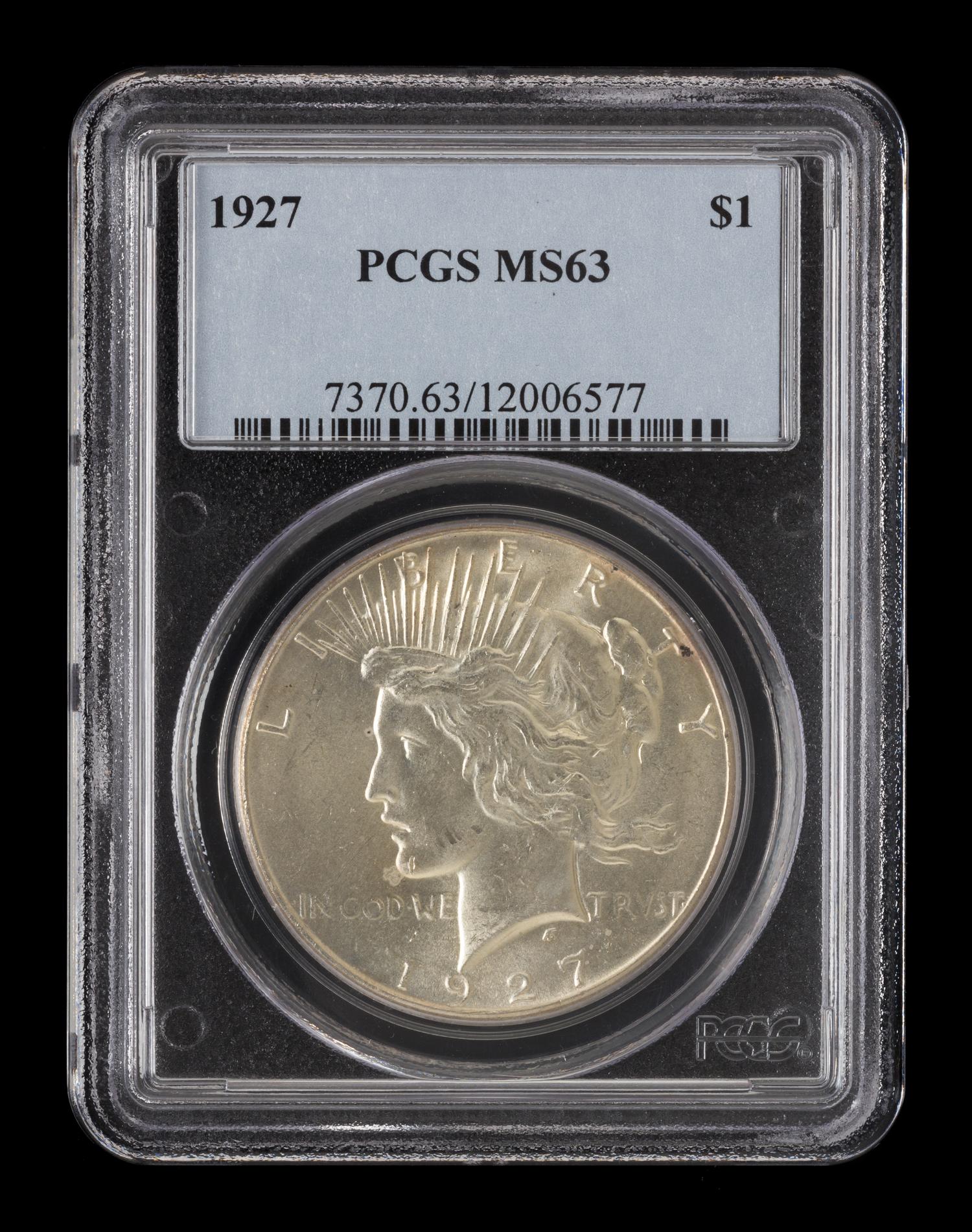 A United States 1927 Peace Silver Dollar Coin