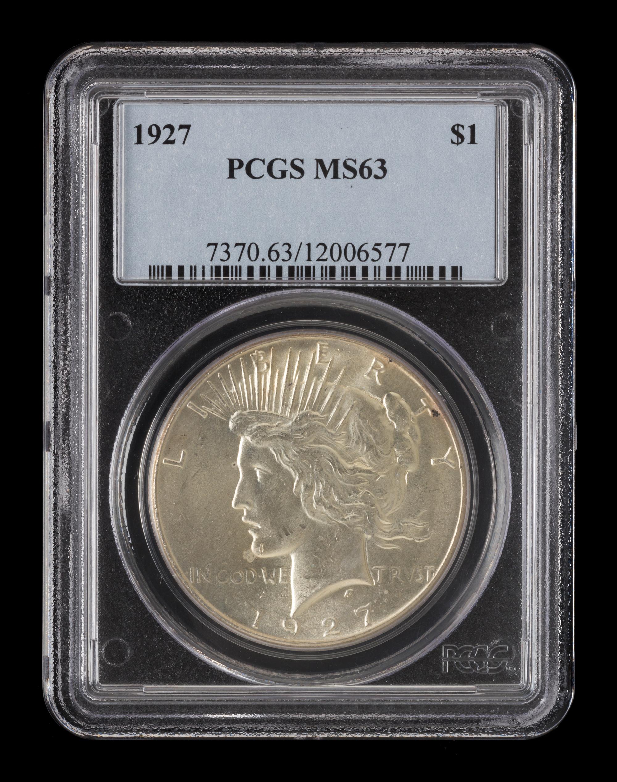 A United States 1927 Peace Silver Dollar Coin