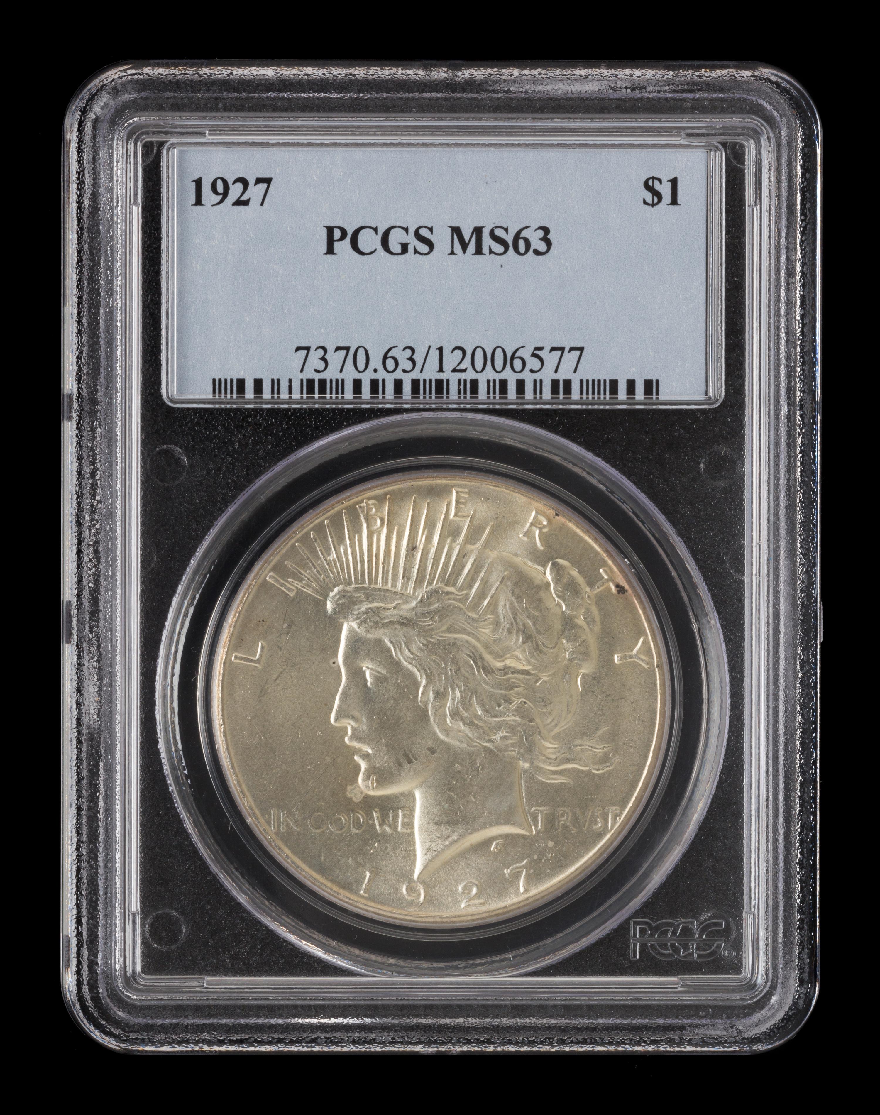 A United States 1927 Peace Silver Dollar Coin