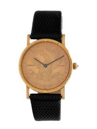 CORUM, 18K YELLOW GOLD US $20 COIN WRISTWATCH